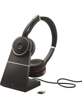 Jabra Evolve 75 Stereo Wireless Bluetooth Headset with Charging Stand & Case